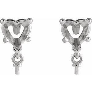 Platinum 5 mm Heart Earring Mounting for 7 mm Pearl – image 2