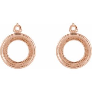 14K Rose Gold 6 mm Round Accented Earring Mounting – image 2