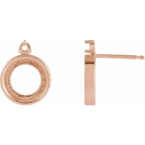 14K Rose Gold 6 mm Round Accented Earring Mounting