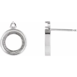 Platinum 6 mm Round Accented Earring Mounting