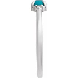 Sterling Silver Natural Turquoise & .03 CTW Natural Diamond Ring
