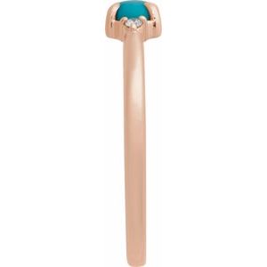 14K Rose Gold Natural Turquoise & .03 CTW Natural Diamond Ring