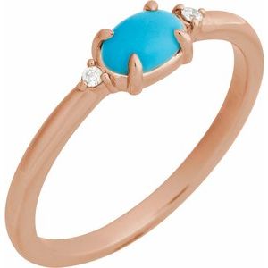 14K Rose Gold Natural Turquoise & .03 CTW Natural Diamond Ring
