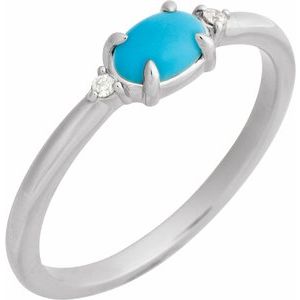 14K White Gold Natural Turquoise & .03 CTW Natural Diamond Ring