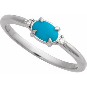 Sterling Silver Natural Turquoise & .03 CTW Natural Diamond Ring