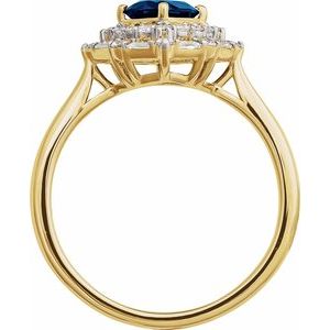 14K Yellow Gold Natural Blue Sapphire & 1/3 CTW Natural Diamond Ring