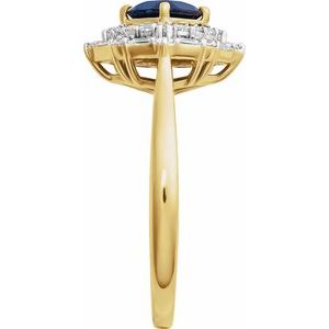 14K Yellow Gold Natural Blue Sapphire & 1/3 CTW Natural Diamond Ring