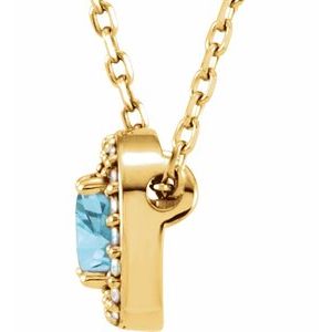14K Yellow Gold Natural Sky Blue Topaz & .04 CTW Natural Diamond 16" Necklace