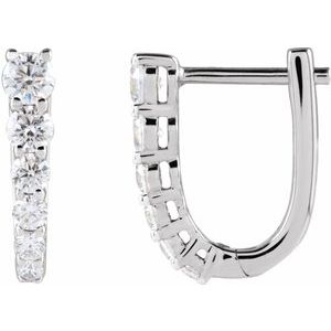 Sterling Silver 1/2 CTW Lab-Grown Diamond 12.95 mm Hoop Earrings