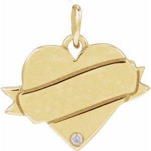 Engravable Accented Heart Necklace or Pendant