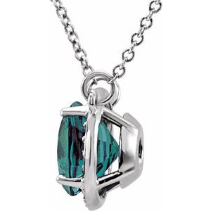 14K White Gold 8 mm Lab-Grown Alexandrite & .05 CTW Natural Diamond 16" Necklace