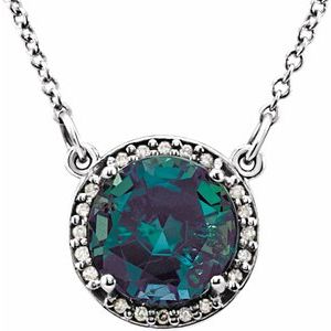 14K White Gold 8 mm Lab-Grown Alexandrite & .05 CTW Natural Diamond 16" Necklace