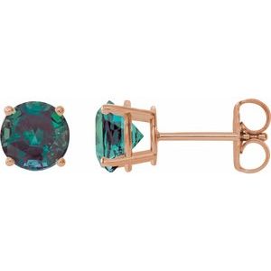 14K Rose Gold 8 mm Lab-Grown Alexandrite Earrings