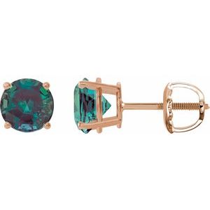 14K Rose Gold 7 mm Lab-Grown Alexandrite Earrings