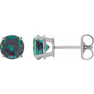 Platinum 8 mm Lab-Grown Alexandrite Earrings
