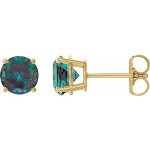 14K Yellow Gold 6 mm Lab-Grown Alexandrite Earrings