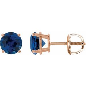 14K Rose Gold 7 mm Lab-Grown Blue Sapphire Earrings