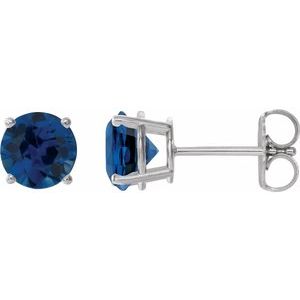 Platinum 6 mm Lab-Grown Blue Sapphire Earrings