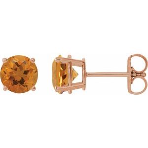 14K Rose Gold 7 mm Natural Citrine Earrings