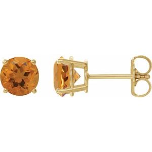 14K Yellow Gold 6 mm Natural Citrine Earrings