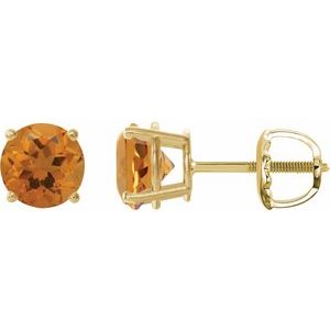 14K Yellow Gold 6 mm Natural Citrine Earrings