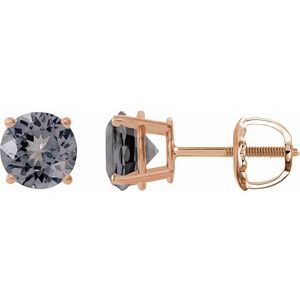 14K Rose 6 mm Natural Gray Spinel Earrings