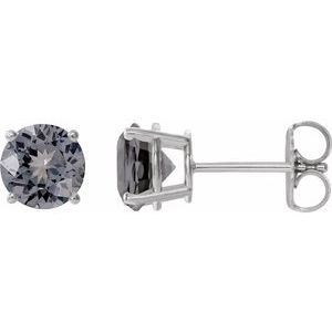 14K White Gold 6 mm Natural Gray Spinel Earrings