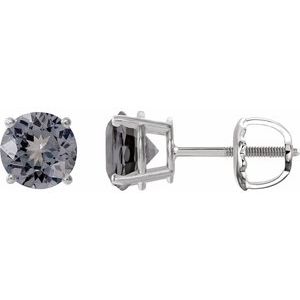 Sterling Silver 6 mm Natural Gray Spinel Earrings
