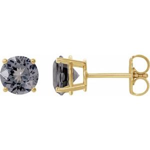 14K Yellow Gold 6 mm Natural Gray Spinel Earrings