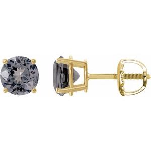 14K Yellow Gold 6 mm Natural Gray Spinel Earrings