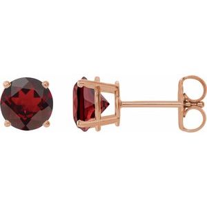 14K Rose Gold 7 mm Natural Mozambique Garnet Earrings