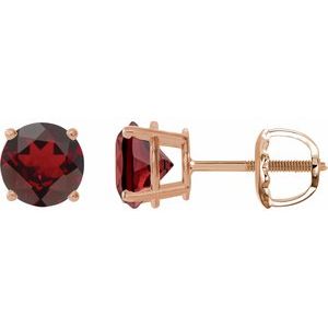 14K Rose Gold 8 mm Natural Mozambique Garnet Earrings