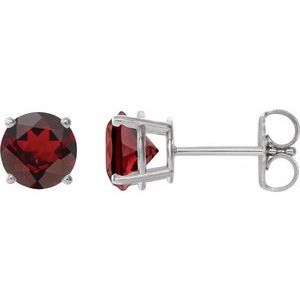 Platinum 6 mm Natural Mozambique Garnet Earrings