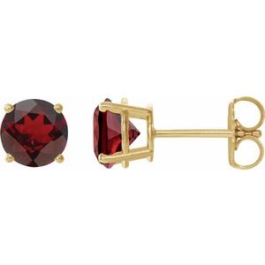 14K Yellow Gold 7 mm Natural Mozambique Garnet Earrings