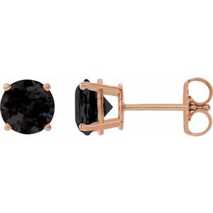 14K Rose Gold 7 mm Natural Black Onyx Earrings
