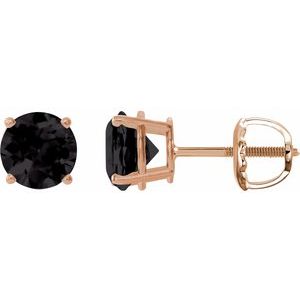 14K Rose Gold 8 mm Natural Black Onyx Earrings