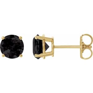 14K Yellow Gold 8 mm Natural Black Onyx Earrings