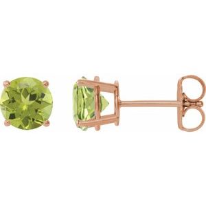 14K Rose Gold 8 mm Natural Peridot Earrings