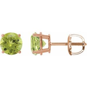 14K Rose Gold 7 mm Natural Peridot Earrings