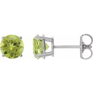 Platinum 6 mm Natural Peridot Earrings
