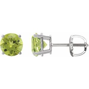 14K White Gold 6 mm Natural Peridot Earrings