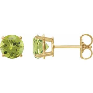14K Yellow Gold 7 mm Natural Peridot Earrings
