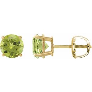 14K Yellow Gold 7 mm Natural Peridot Earrings