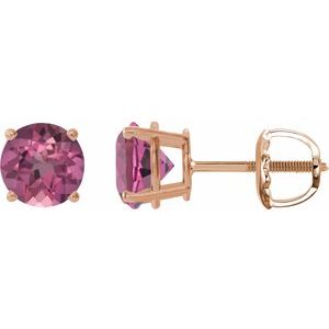 14K Rose Gold 6 mm Natural Pink Tourmaline Earrings