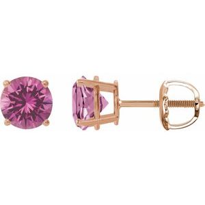 14K Rose Gold 8 mm Lab-Grown Pink Sapphire Earrings