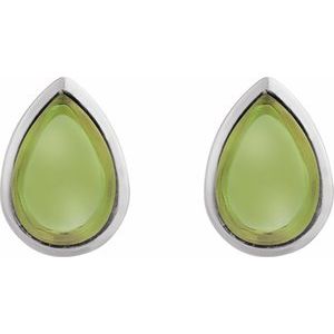 Platinum Natural Peridot Cabochon Earrings – image 2