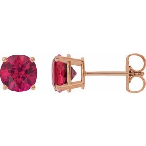 14K Rose Gold 6 mm Lab-Grown Ruby Earrings