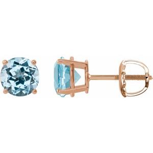 14K Rose Gold 8 mm Natural Sky Blue Topaz Earrings
