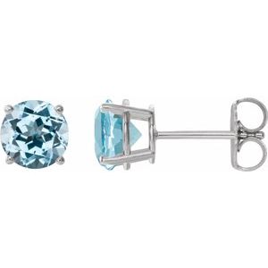 14K White Gold 2.5 mm Natural Sky Blue Topaz Earrings – image 2