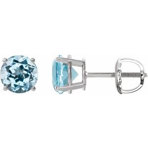 Platinum 6 mm Natural Sky Blue Topaz Earrings